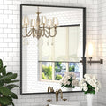 Brushed Metal Thick Frame Bathroom Mirror 18 x 30 Inch Metal Frame Black Mirror by DENRICK
