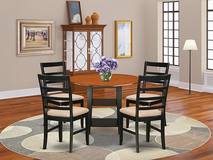 East West Furniture SUPF5-BCH-C 5 Piece Kitchen Table & Chairs Set Includes a - Image 2