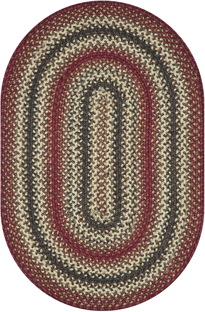 Homespice Chester Red Braided Rugs 2x3' Oval Country Style Rugs - Image 9