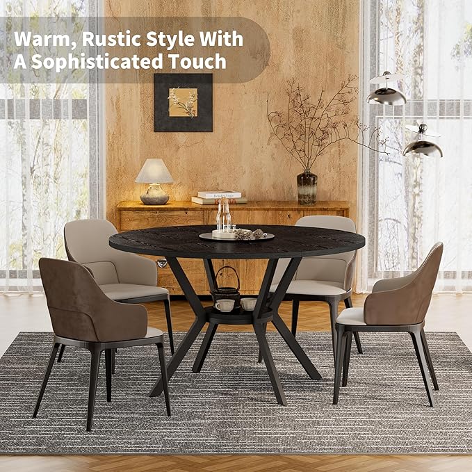 Black Dining Table for 4, 42 Inch Round Kitchen Table - Image 8