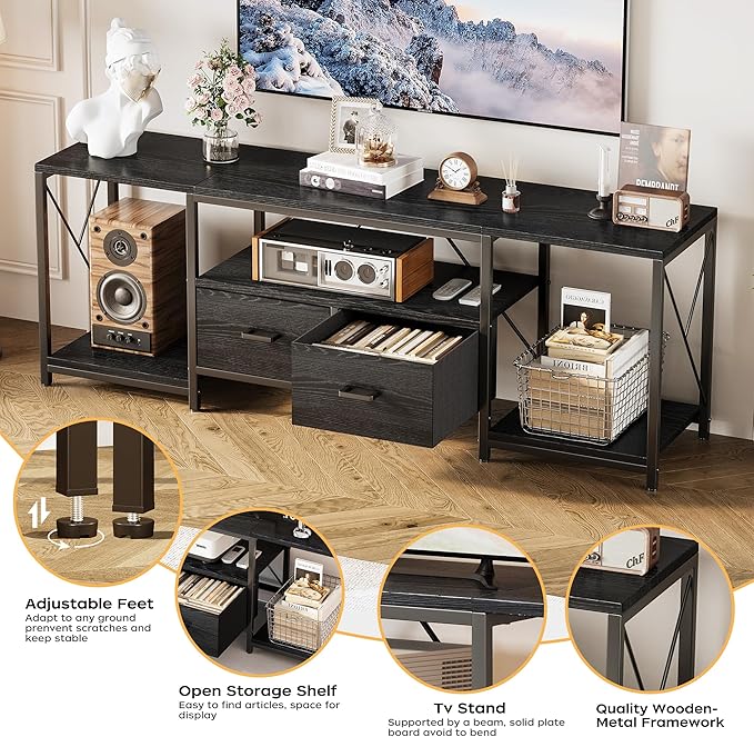 Homeiju TV Stand for TVs up to 75 Inch, Entertainment Center - Image 4