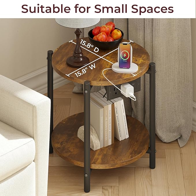 LIKIMIO Small Round End Tables Set of 2 - Image 4