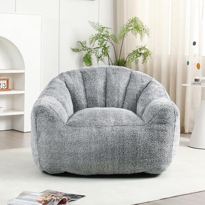 Furniliving Bean Bag Chair, Giant Bean Bag Chair Stuffed Floor Sofa - Image 3