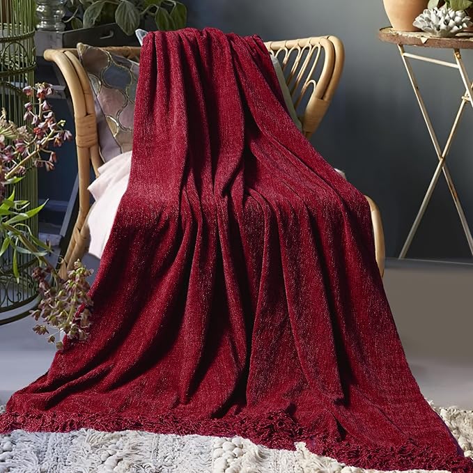 Chenille Throw Blanket for Couch 60"X 80" Twin, Soft Cozy Throws - Image 8