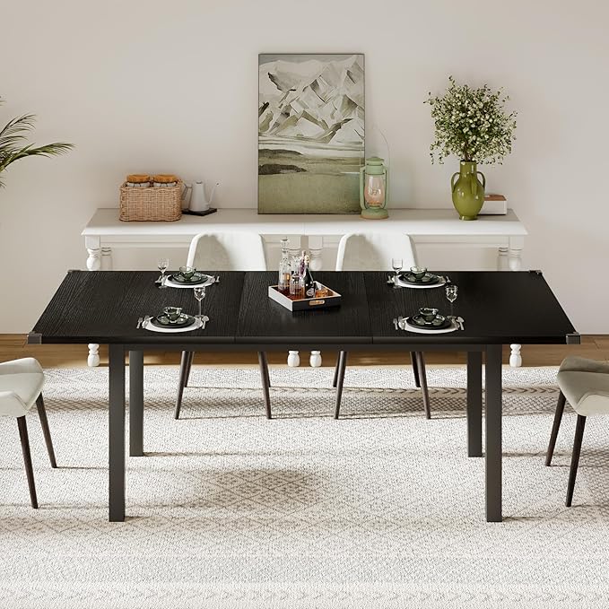 Feonase 63 Inch Extendable Kitchen Table, Modern Farmhouse Dining Table - Image 8