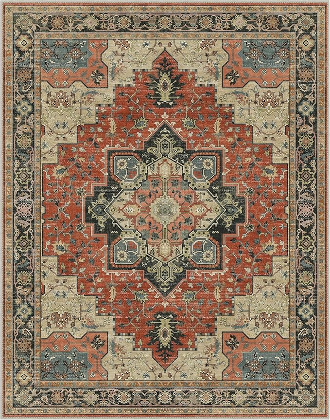 GENIMO 8x10 Area Rugs for Living Room, Machine Washable Non Slip Vintage Rugs - Image 7