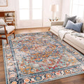 Washable Area Rug 10'x14' Boho Chic Medallion Distressed Design Non-Shedding by CHAMPLANT