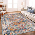 6'x9' Washable Vintage Area Rug Boho Chic Medallion Distressed Design by CHAMPLANT