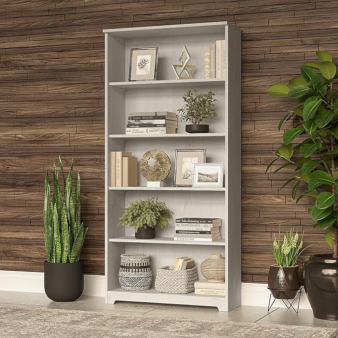 Bush Furniture Cabot Tall 5 Shelf Bookcase | Large Open Bookshelf in Linen - Image 2