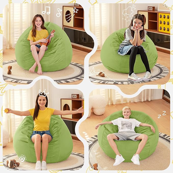HABUTWAY 2FT Bean Bag Chair, Teardrop Bean Bag Chair Luxurious Velvet Ultra - Image 6