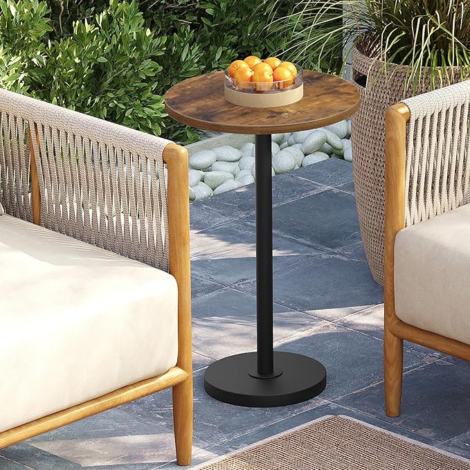 Round Side End Table for Small Spaces, Pedestal Style Martini Drink Side Table - Image 2