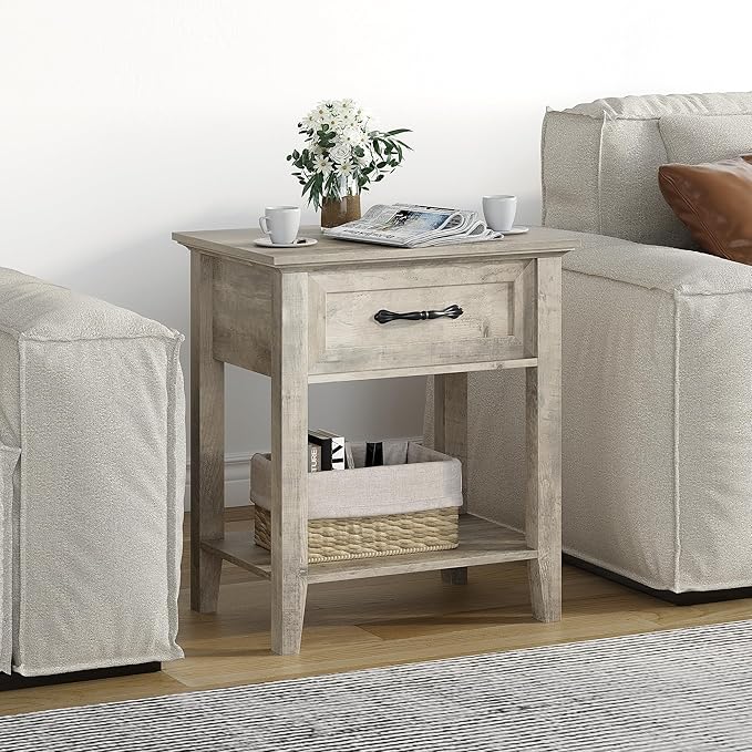 IDEALHOUSE Grey Nightstands Set of 2, End Table - Image 9