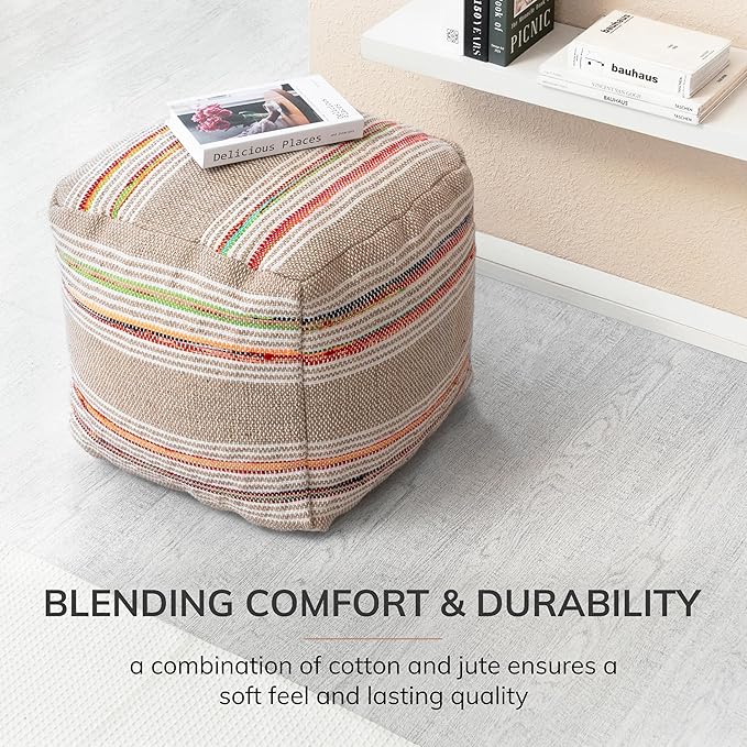 Anji Mountain 100% Handmade & Handcrafted Comfortable Home Décor Pouf Ottoman - Image 5