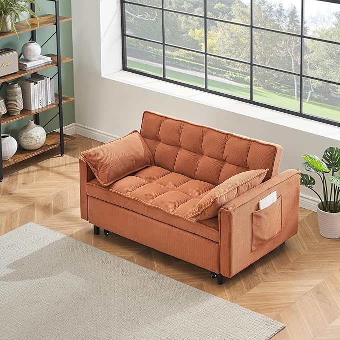 Ball & Cast Convertible Sofa Bed, Loveseat Sleeper Sofa W/Pull-Out Bed - Image 3