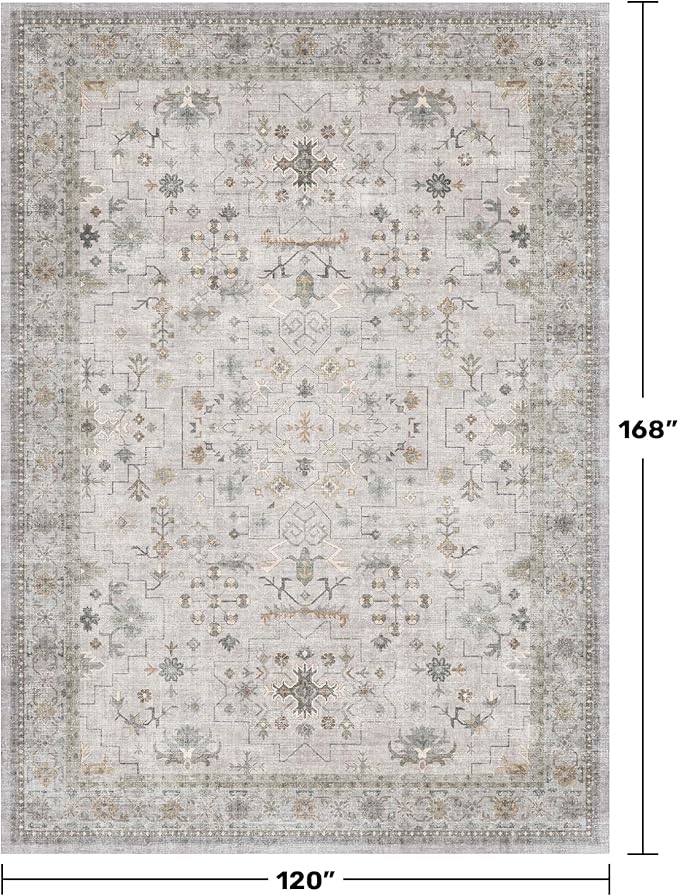 Boho Light Grey Living Room Rug 10x14 - Image 2