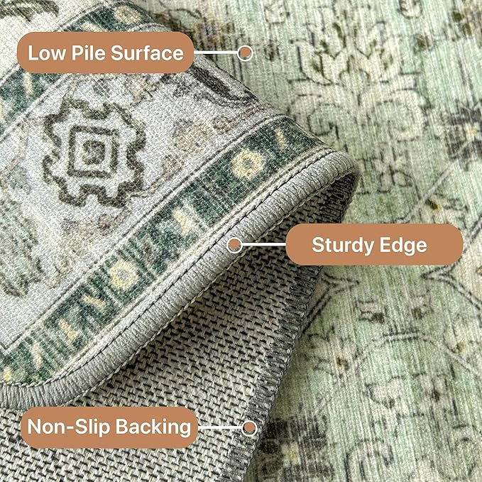 GENIMO 10x12 Area Rugs for Living Room, Machine Washable Non Slip Vintage Rugs - Image 5