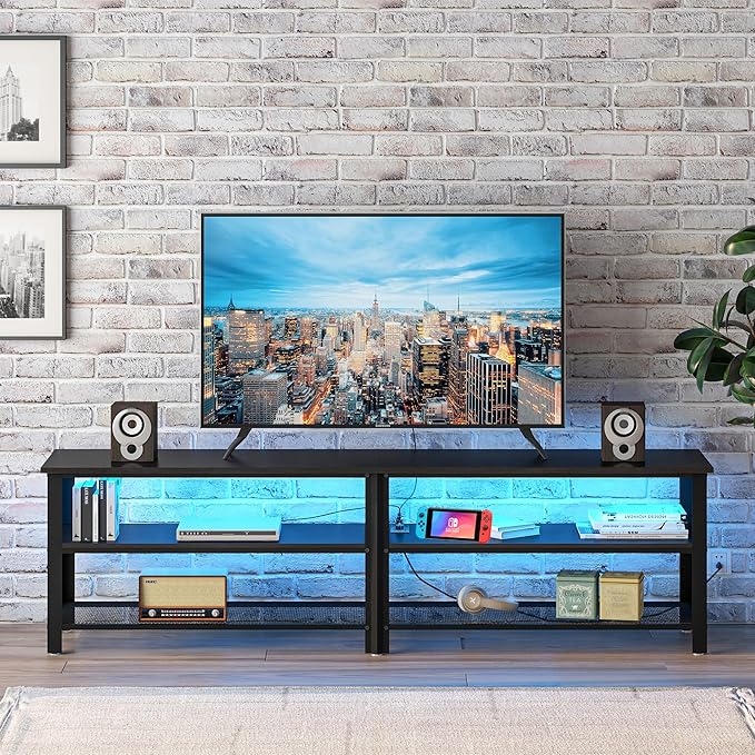Clikuutory Modern Black 71 inch Metal TV Stand - Image 2