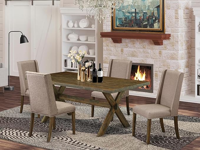 East West Furniture X777FL716-5 5 Piece Dining Set Includes a Rectangle Dining - Image 2