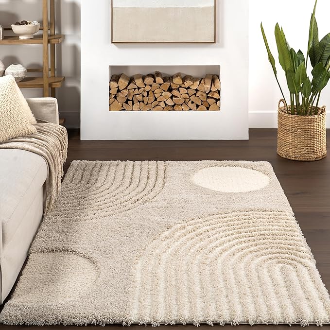 nuLOOM Gloria Abstract Shag Area Rug, Light Brown - Image 7