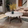 Round Coffee Table, RANDEFURN Seagrass Coffee Tables, Pine Wood X Base Frame by Unknown