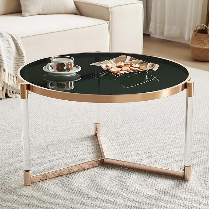 AGV LIGHTING 202303GL-BK Glass Coffee Table, Modern Design, Single Layer - Image 3