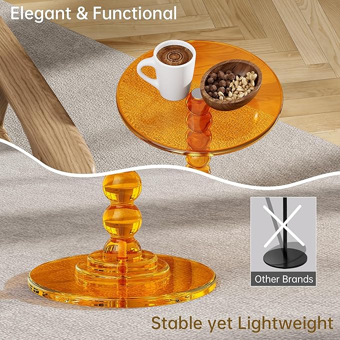 Acrylic Side Table, End Table Round Top - Image 6