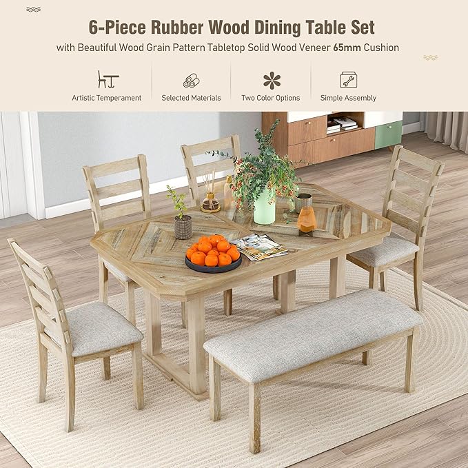 Ball & Cast 6 Piece Wood Dining Table Set - Image 8
