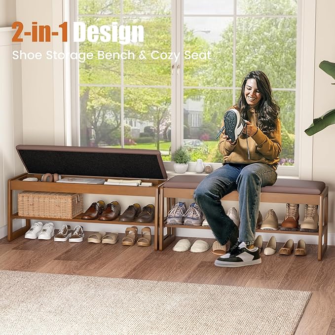 Shoe Storage Bench with Cushion - Image 3