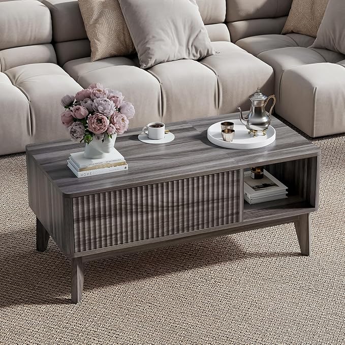 LYNCOHOME Fluted Lift Top Coffee Table - Image 7