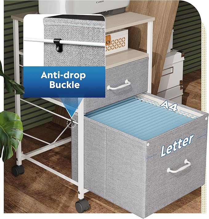 DEVAISE 2 Drawer Mobile File Cabinet, Rolling Printer Stand - Image 5