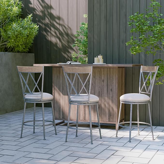 Hillsdale Stewart Indoor/Outdoor Swivel Counter Height Stool, Aged Pewter - Image 16