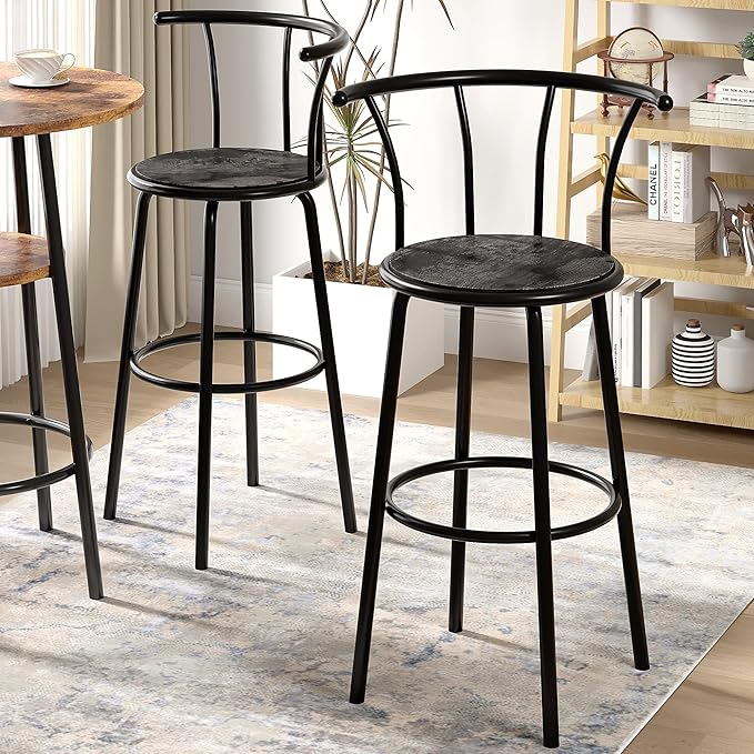 VECELO Bar Stools Set of 2, Swivel Counter Stools - Image 6