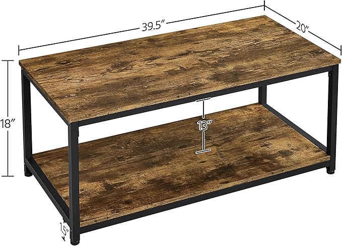 Yaheetech 2-Tier Coffee Table, Industrial Wood Coffee Table - Image 3