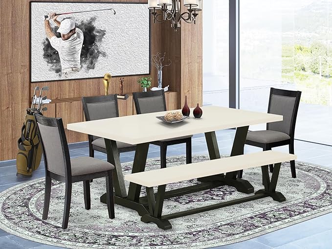 East West Furniture V627MZ650-6 6 Piece Modern Dining Table Set Contains a - Image 2