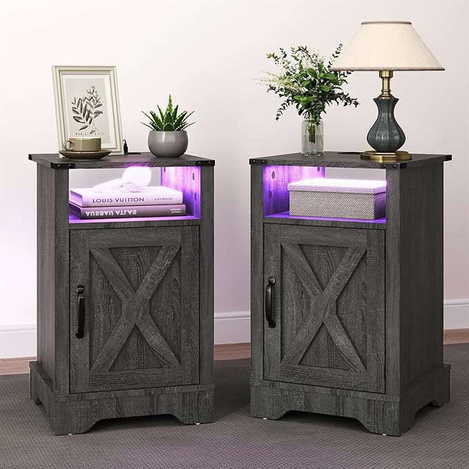 RoyalCraft Farmhouse Nightstand, Bedside Table Set of 1 by Bringyoubetterlife