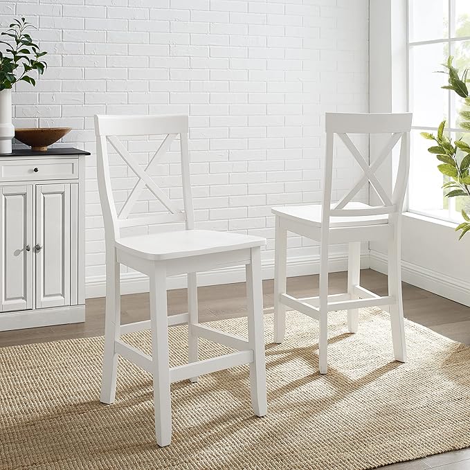 Crosley Furniture X-Back Wood Counter Height Bar Stools Set of 2 - Image 6