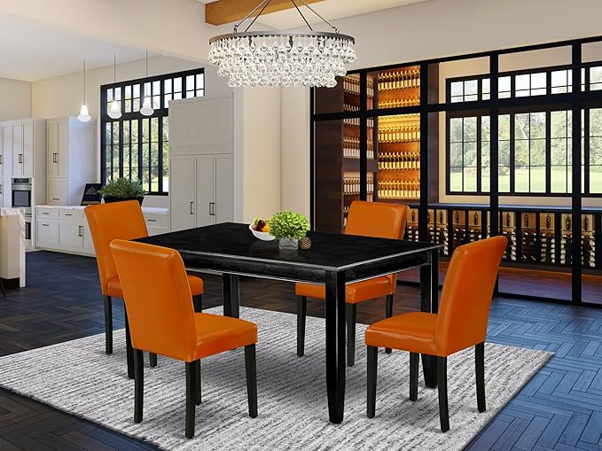 East West Furniture DUAB5-BLK-61 5 Piece Dining Table Set - Image 2