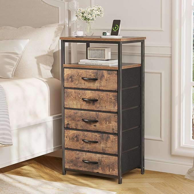 Huuger 5 Drawers Dresser with Charging Station, Dresser - Image 2