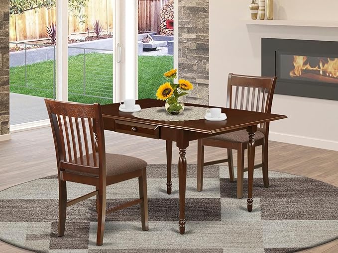 East West Furniture MZNO3-MAH-C 3 Piece Dinette Set - Image 2