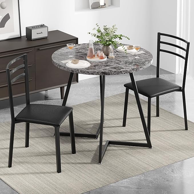 VECELO Small Round Dining Table Set by VECELO