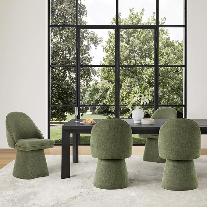 Swivel Dining Chairs Modern Desk Chair Upholstered Linen Fabric Side Chair - Image 8