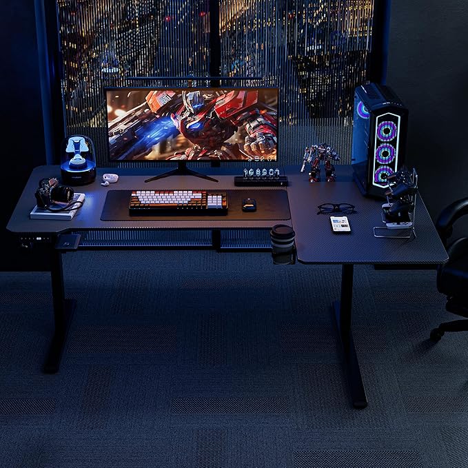 71 Inch L Shaped Standing Desk Adjustable Height, Gaming Electric Corner - Image 8