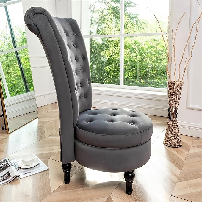 Container Furniture Direct Royal High-Back Velvet Accent Chair - Image 16