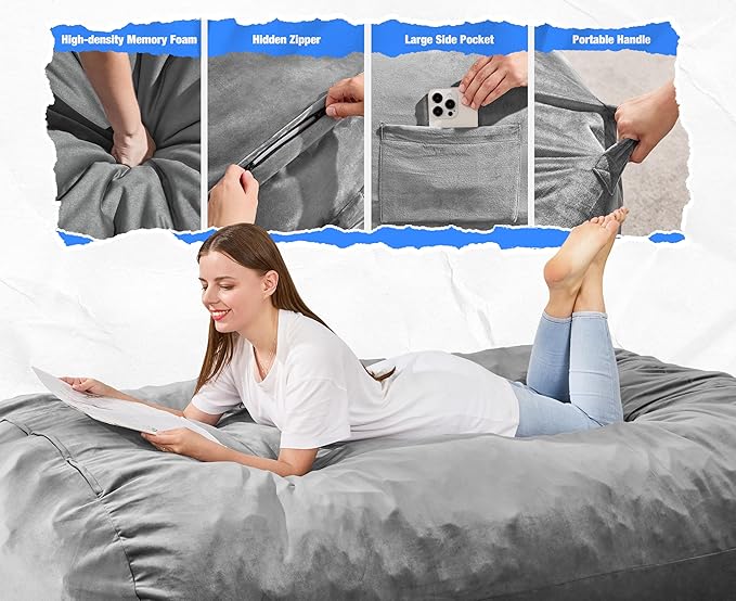 Hobestluk 6FT Bean Bag Chair Large Beanbag Lounger - Image 5