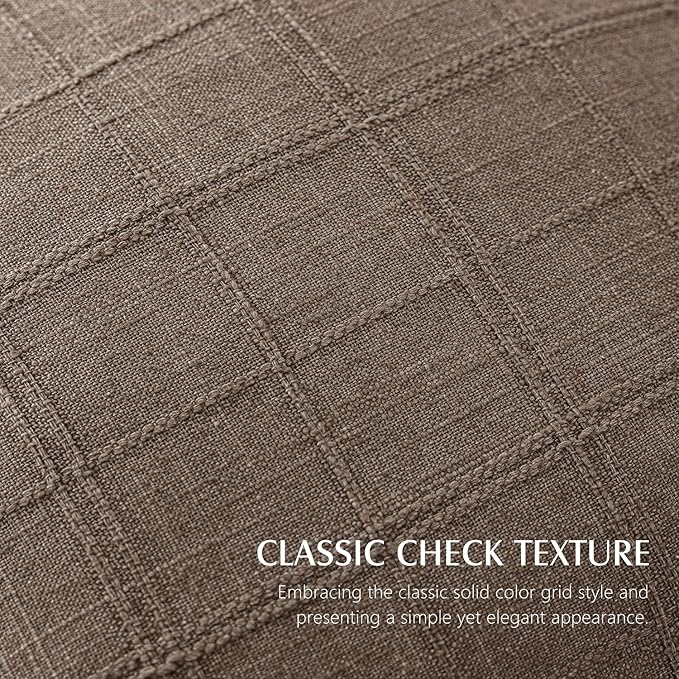 Foindtower Set of 2 Decorative Linen Check Throw Pillow Covers Neutral - Image 2