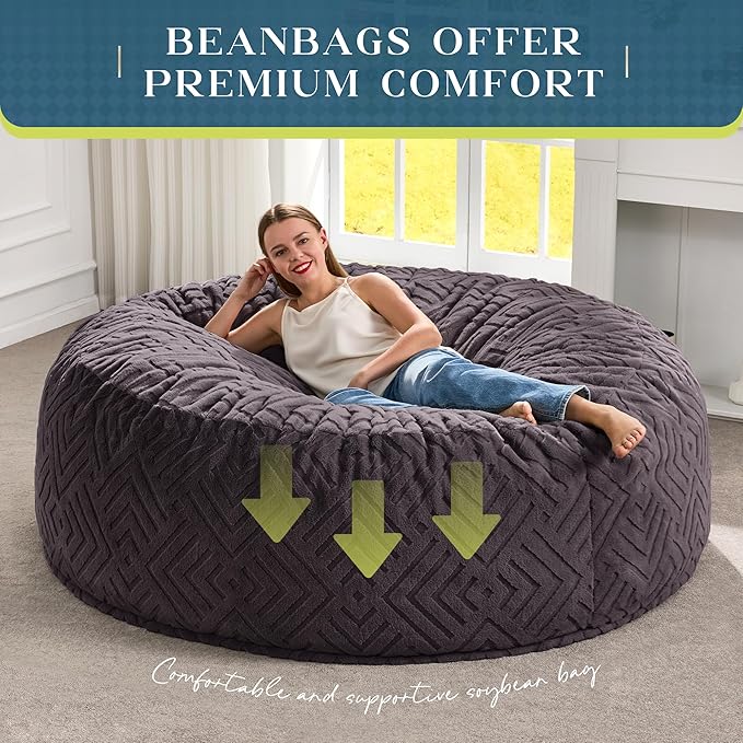 Hobestluk Bean Bag Chairs Adults Beanbag Chair - Image 6