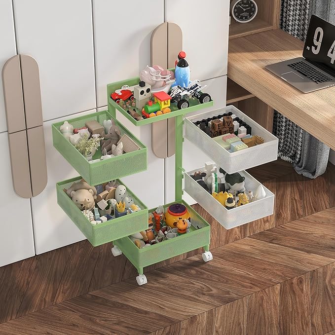 Rotating Kitchen Storage Rack No Assembly, Fruit Basket, Bathroom Storage Cart - Image 7