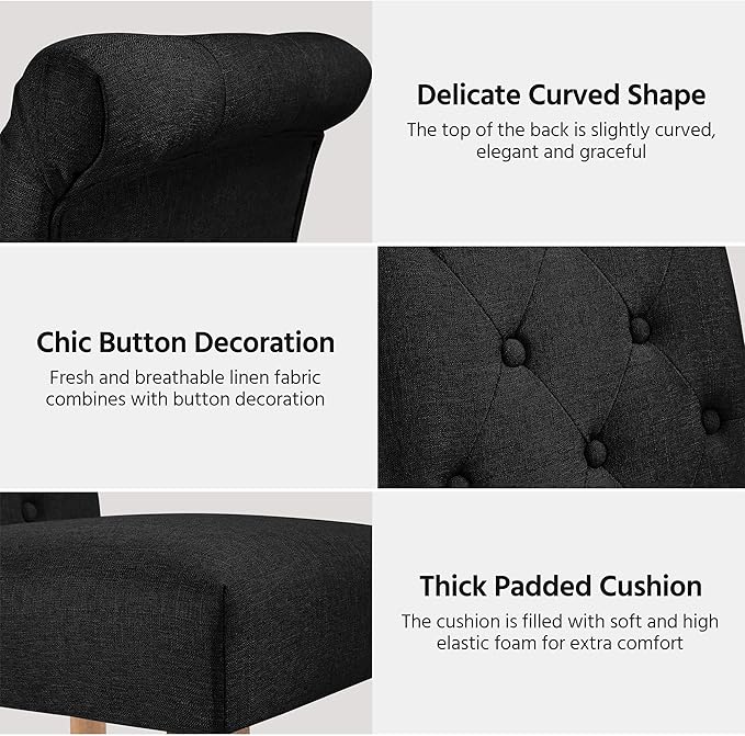 Yaheetech Dining Chairs Set of 6 Fabric Upholstered Dining Room Chairs - Image 6