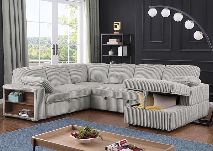 Eafurn Oversized U Shaped Convertible Sleeper Sectional Sofa w/Pull Out Couch - Image 3