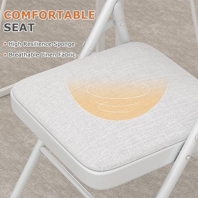 VECELO Padded Folding Chairs 4 Pack, Comfortable Cushioned Seat & Backrest - Image 6